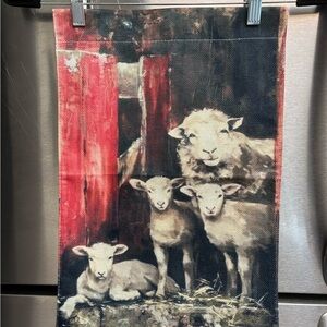 45-2. Farmhouse Sheep Print garden flag/wall hanging